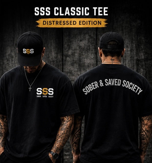 Sober and Saved Classic Distressed tshirt